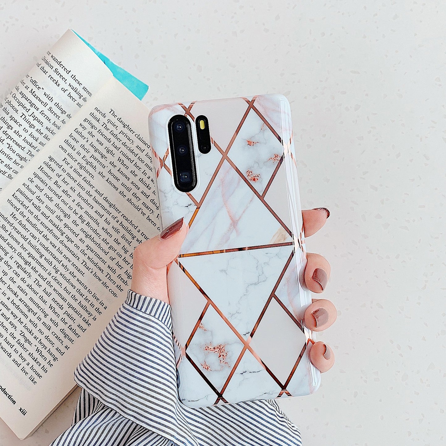 Étui de téléphone portable en marbre électrolytique