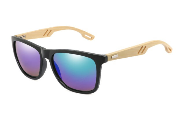 Lunettes de soleil carrées en bambou pour hommes et femmes, en bois coloré