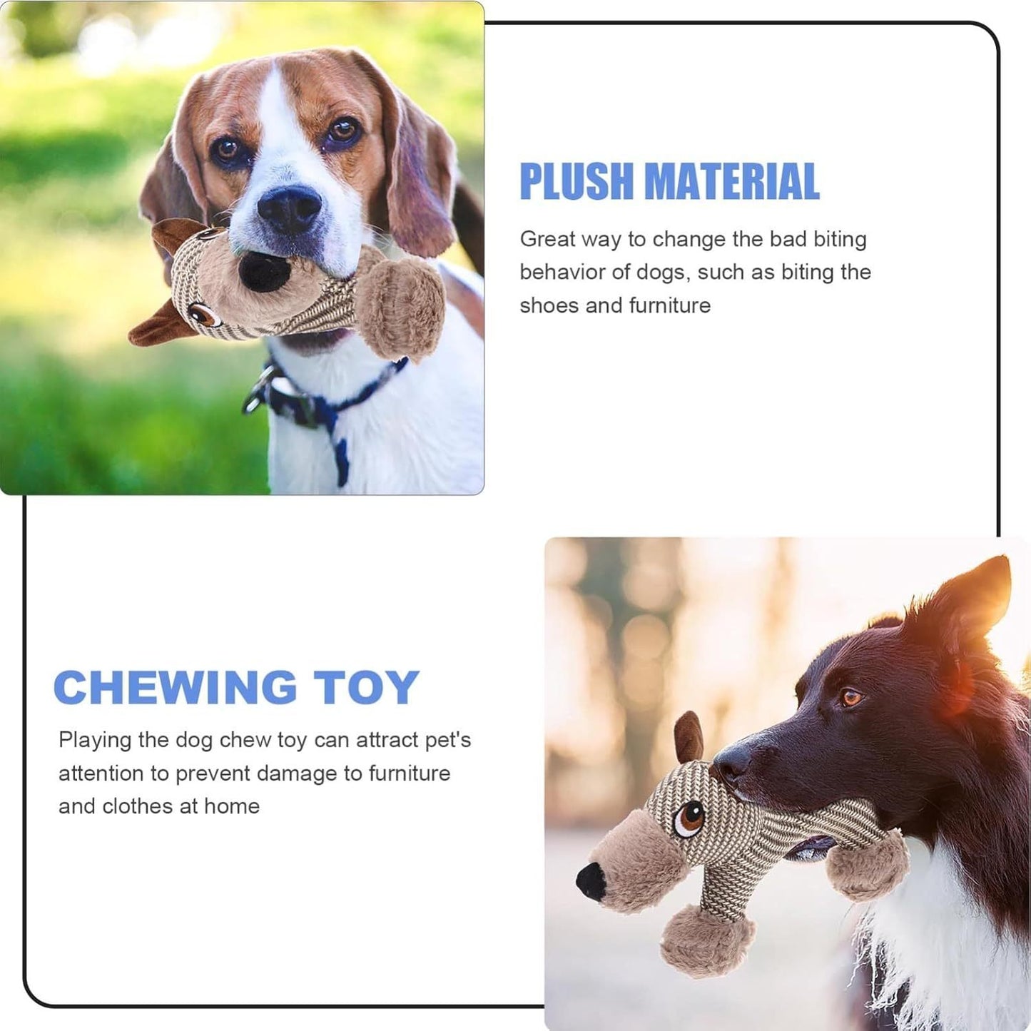 Jouet couineur pour grands chiens, peluche, jouet interactif pour chiens - Jouet à mâcher en peluche pour chiens, jouets couineurs stimulants pour animaux de compagnie, pour chiens de taille moyenne et grande - LUXARAH