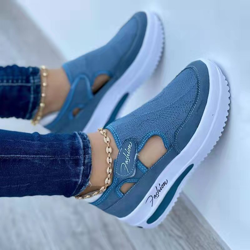 Baskets d'été pour femmes, nouvelles chaussures décontractées à semelle compensée basse, respirantes, antidérapantes, confortables, chaussures de sport en maille, style tendance - LUXARAH