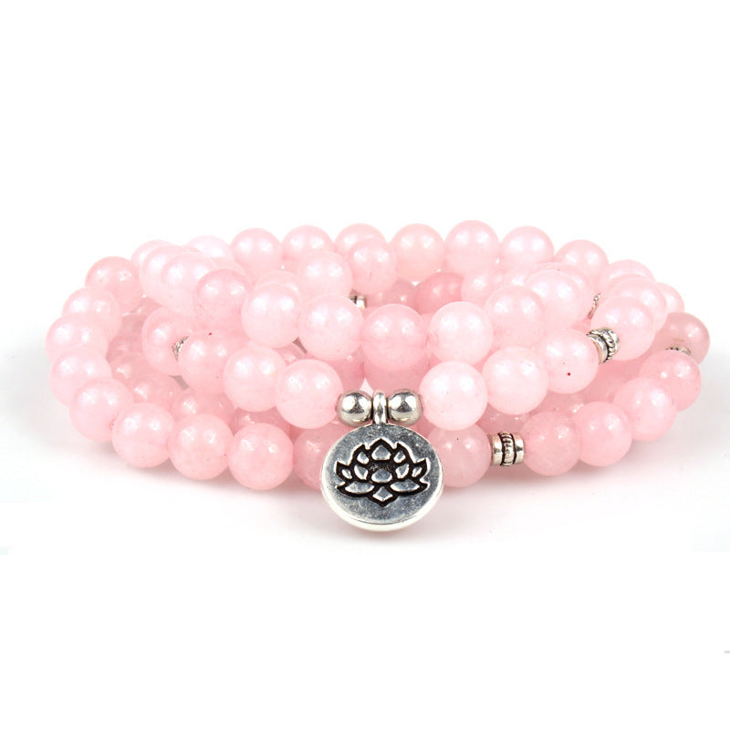 Pallisandro Classico naturel avec 108 perles à pendentif Lotus - LUXARAH