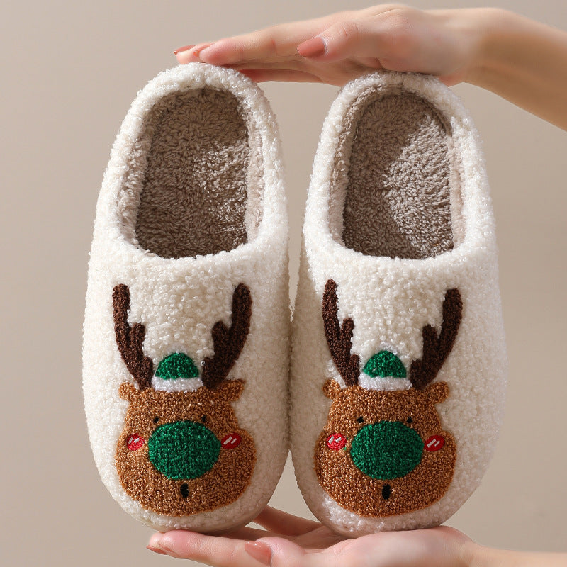 Chaussures de Noël, pantoufles d'hiver pour la maison, pantoufles de chambre douces et confortables, chaussures de maison à enfiler - LUXARAH