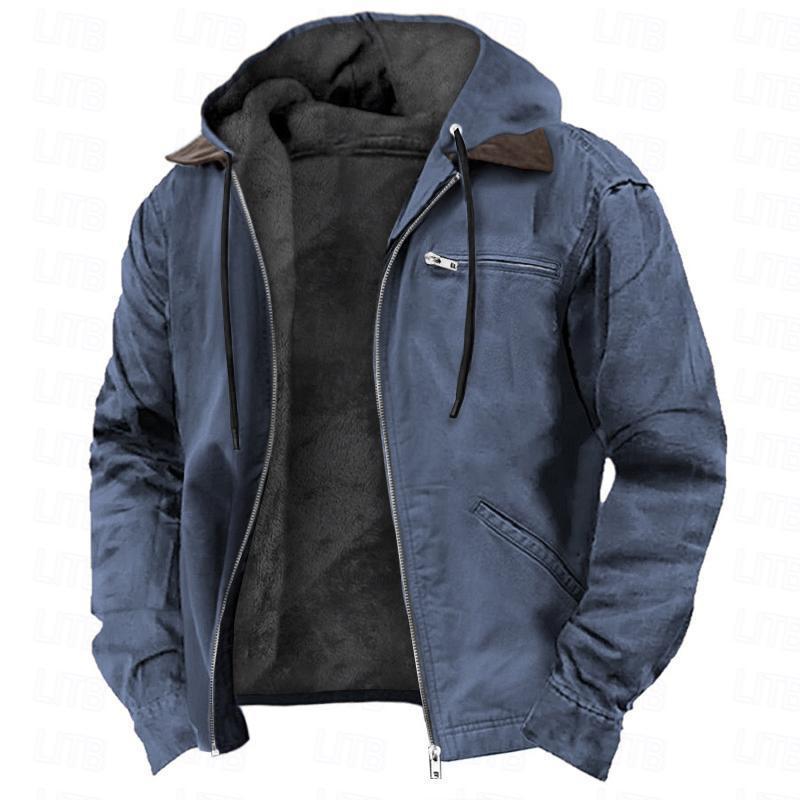 Manteau d'hiver à capuche avec poches, veste polaire chaude zippée, vêtements d'extérieur décontractés pour hommes
