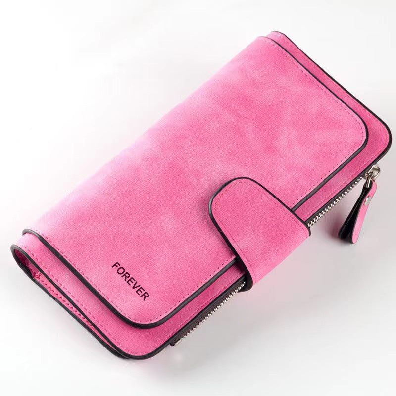 Portefeuille long à trois volets pour femme, nouvelle collection, sac tendance, porte-monnaie multi-cartes, tissu bicolore givré