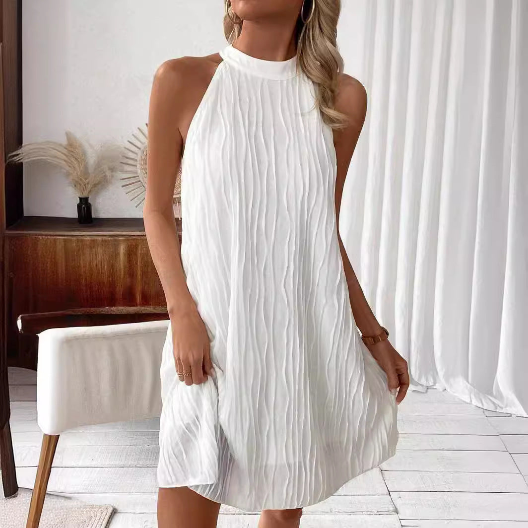 Robes tendance, couleur pure, dos nu, col licou - LUXARAH