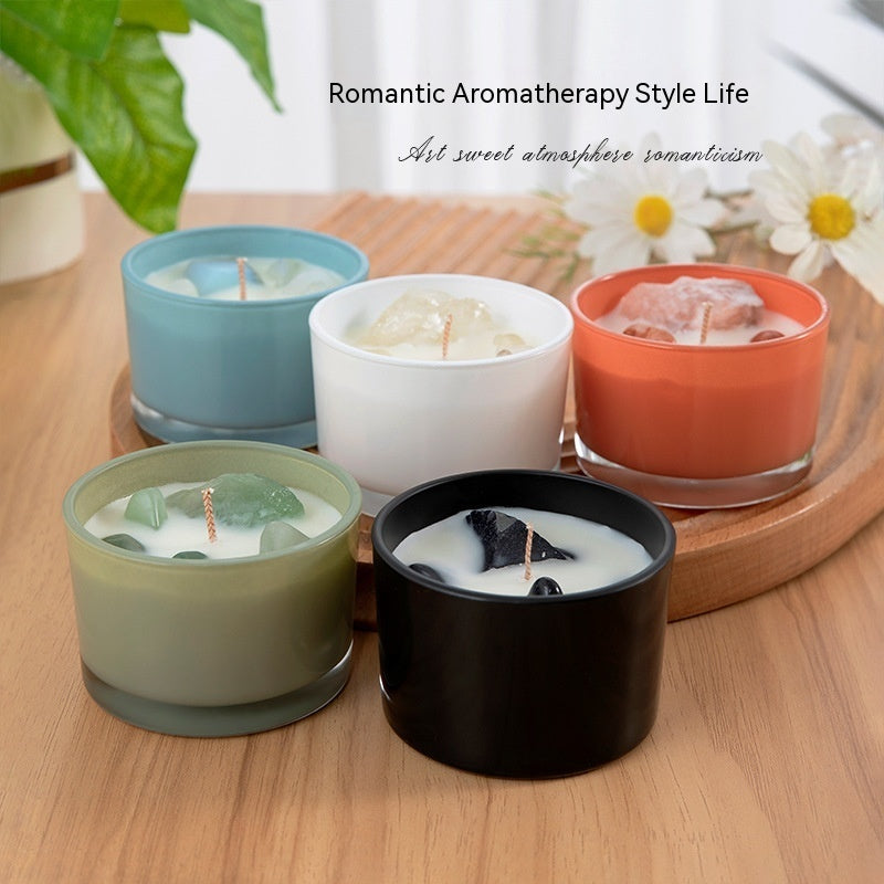 Bougie d'aromathérapie en cristal, décoration de chambre à coucher, cire de soja faite à la main
