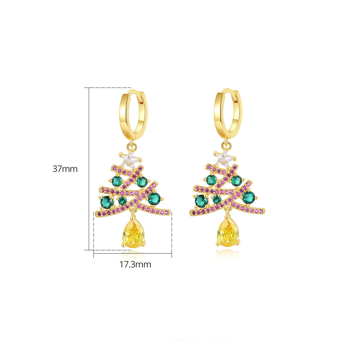 Boucles d'oreilles sapin de Noël avec strass colorés, tendance et brillantes, cadeau idéal pour femme