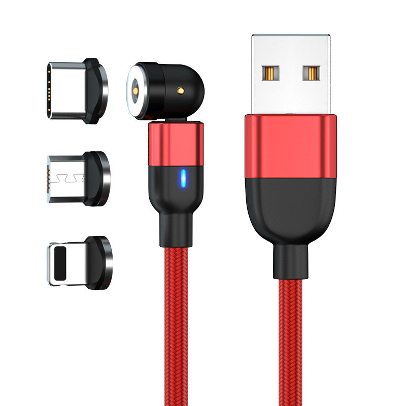 Câble de données, 540 degrés aspiration aveugle, câble de charge magnétique rond, câble magnétique courbé trois en un