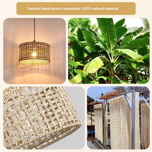 Lustre vintage en rotin pour lit, petit-déjeuner et café - LUXARAH