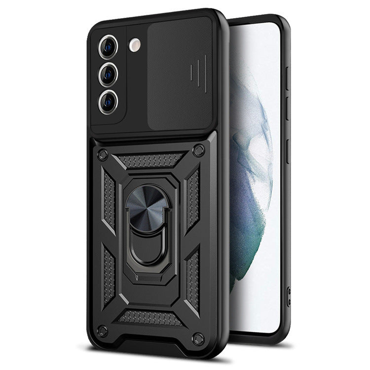 Coque de protection magnétique pour téléphone portable avec anneau de protection pour fenêtre