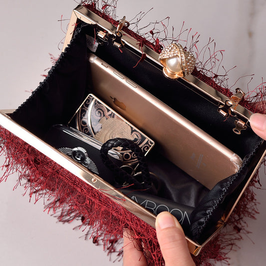 Sacs à main à pompon pour femmes, sac de soirée, sac de soirée, sac carré de luxe, sac à bandoulière pour dames - LUXARAH