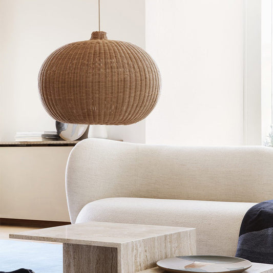 Lustre nordique en rotin de style pastoral pour salon - LUXARAH