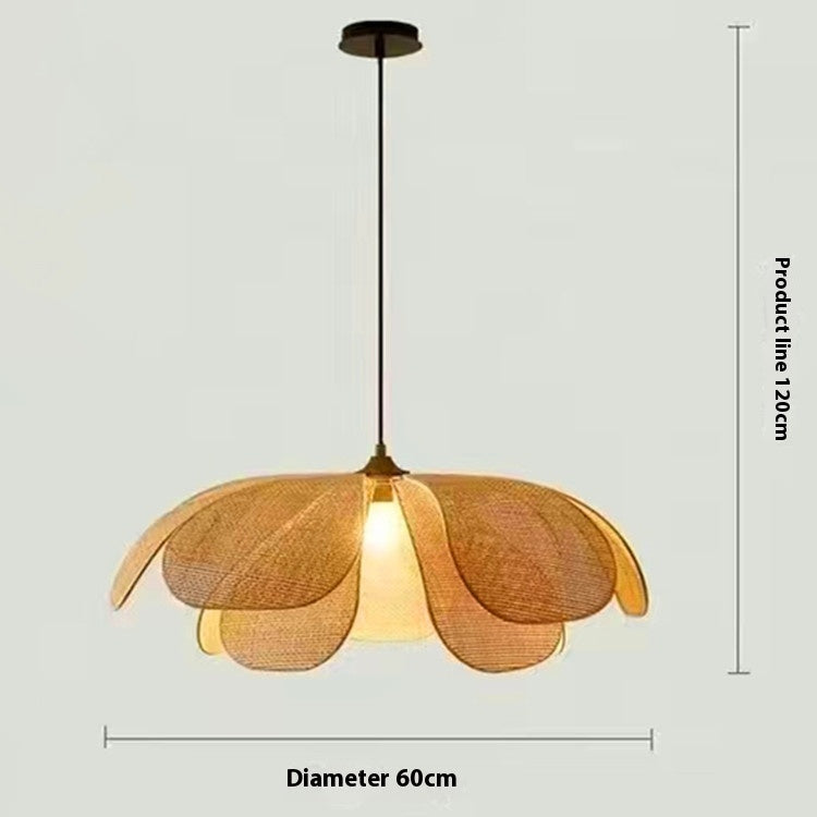 Lustre créatif fait main en pétales de rotin - LUXARAH