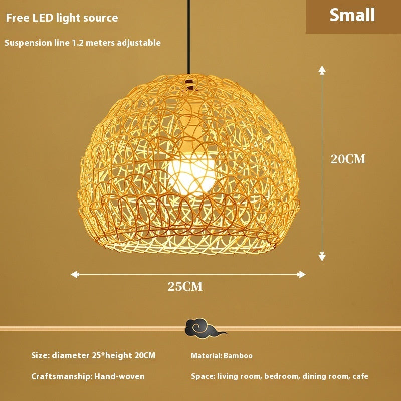 Lustre en chapeau de paille en rotin d'Asie du Sud-Est créatif - LUXARAH