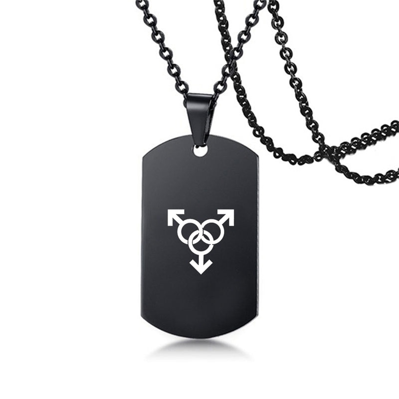 Collier en acier inoxydable avec inscription LGBT, symbole de la fierté gay, lesbienne et transgenre, pour hommes et femmes