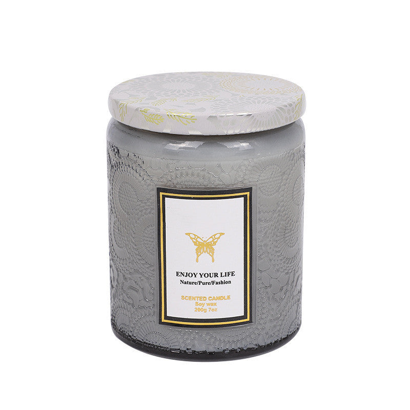 Bougies parfumées en verre gaufré faites à la main, aromathérapie, soja