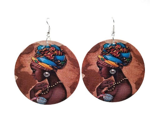 Pendientes de madera, Pendientes estampados, Africanos