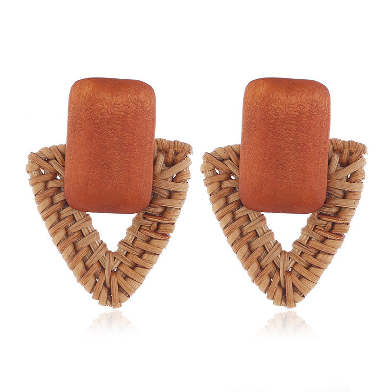 Boucles d'oreilles en raphia et rotin pour femme, nouvelles boucles d'oreilles rondes géométriques colorées en paille - LUXARAH