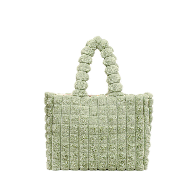 Sacs à main à carreaux, mode hiver, grande capacité, sac de shopping en peluche, style coréen, sacs fourre-tout de luxe personnalisés pour femmes - LUXARAH