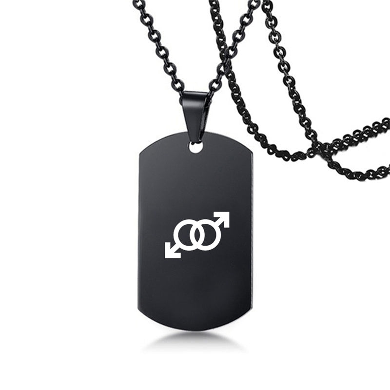 Collier en acier inoxydable avec inscription LGBT, symbole de la fierté gay, lesbienne et transgenre, pour hommes et femmes