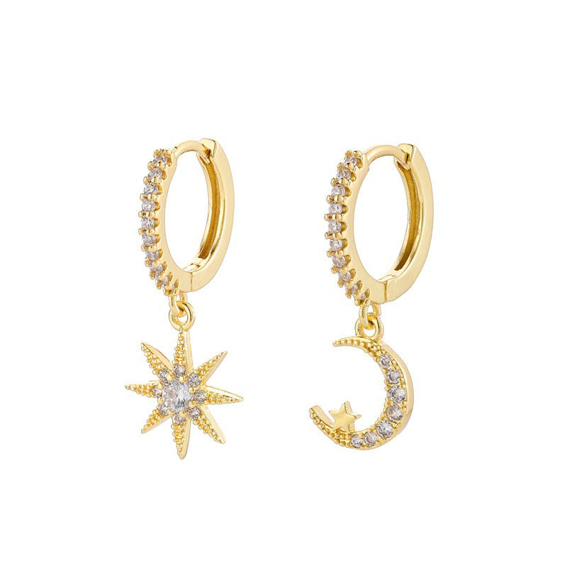 Boucles d'oreilles asymétriques Fashion Star Moon