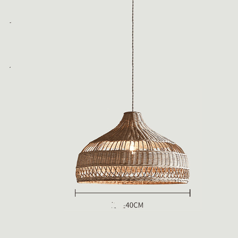 Lustre en rotin dans un restaurant et un salon de thé - LUXARAH
