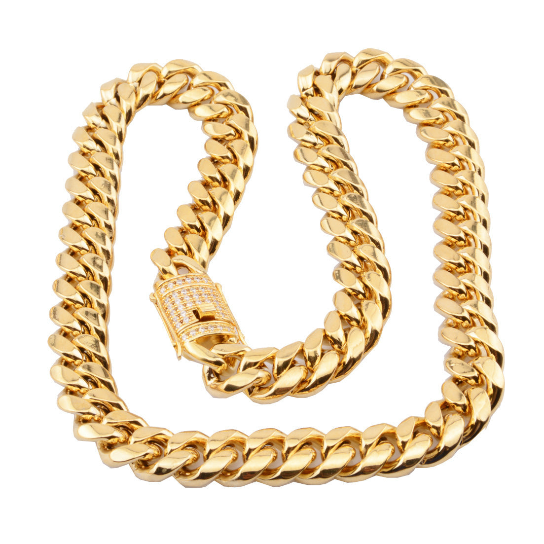 Colliers cubains Miami en acier inoxydable de 8 à 18 mm de large avec fermoir en zircon cubique, grande chaîne lourde pour hommes, bijoux Hip Hop Rock