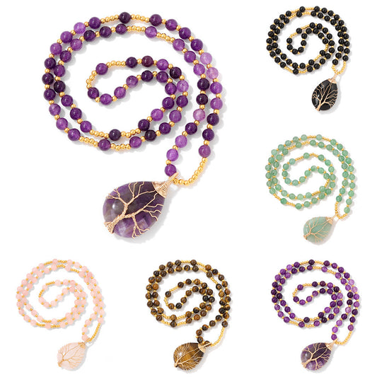 Colliers pour hommes et femmes avec pendentif en pierre et cordon élastique, style plage et bord de mer - LUXARAH