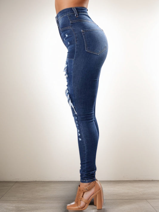 Jean moulant taille haute élastique et polyvalent pour femme, de haute qualité, facile à enfiler, confortable et tendance - Jeans basiques sexy style urbain - LUXARAH