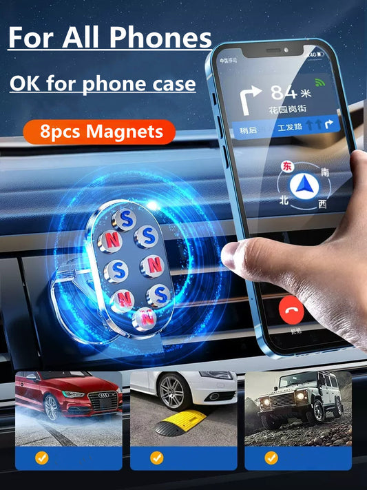 Support magnétique rotatif pour téléphone portable de voiture, pliable et universel, en métal, pour grille d'aération, GPS