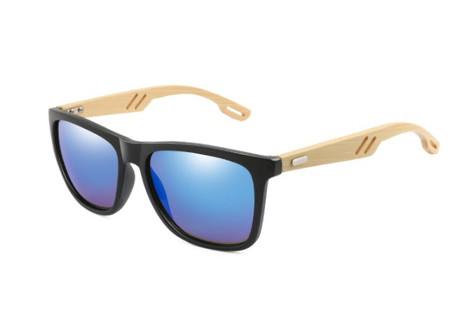 Lunettes de soleil carrées en bambou pour hommes et femmes, en bois coloré