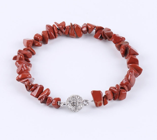 Bracelet en gravier naturel pour femme, aimanté, boucle boule en zircon, énergie irrégulière, pierre semi-précieuse - LUXARAH