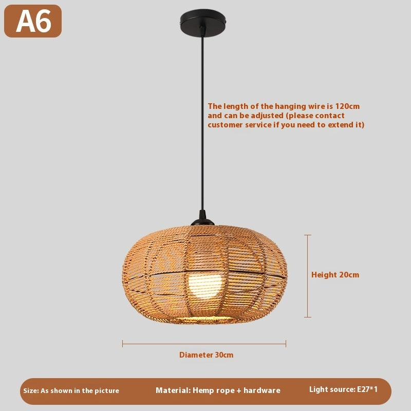 Nouveau lustre créatif en rotin tissé de style chinois - LUXARAH