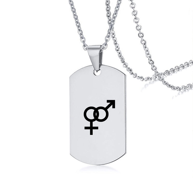 Collier en acier inoxydable avec inscription LGBT, symbole de la fierté gay, lesbienne et transgenre, pour hommes et femmes