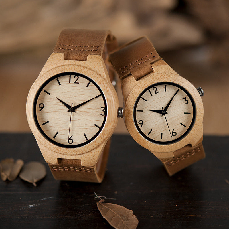 Montre en bois Couple Bambou - LUXARAH