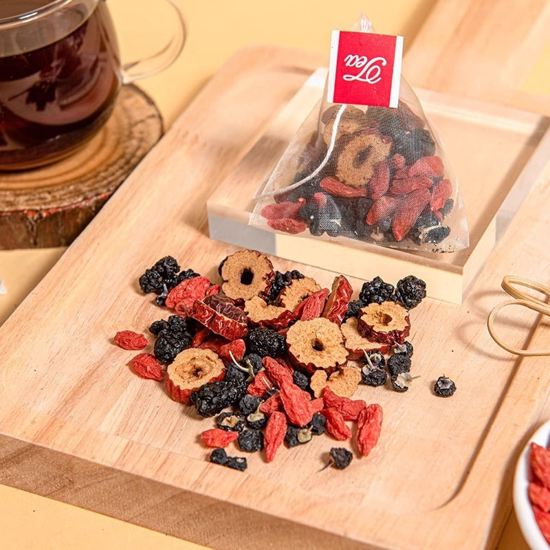 Thé aux Sept Trésors de Ginseng, tisane traditionnelle chinoise, thé détoxifiant naturel et biologique pour les reins, pour femmes et hommes, formule aux 7 ingrédients précieux - LUXARAH