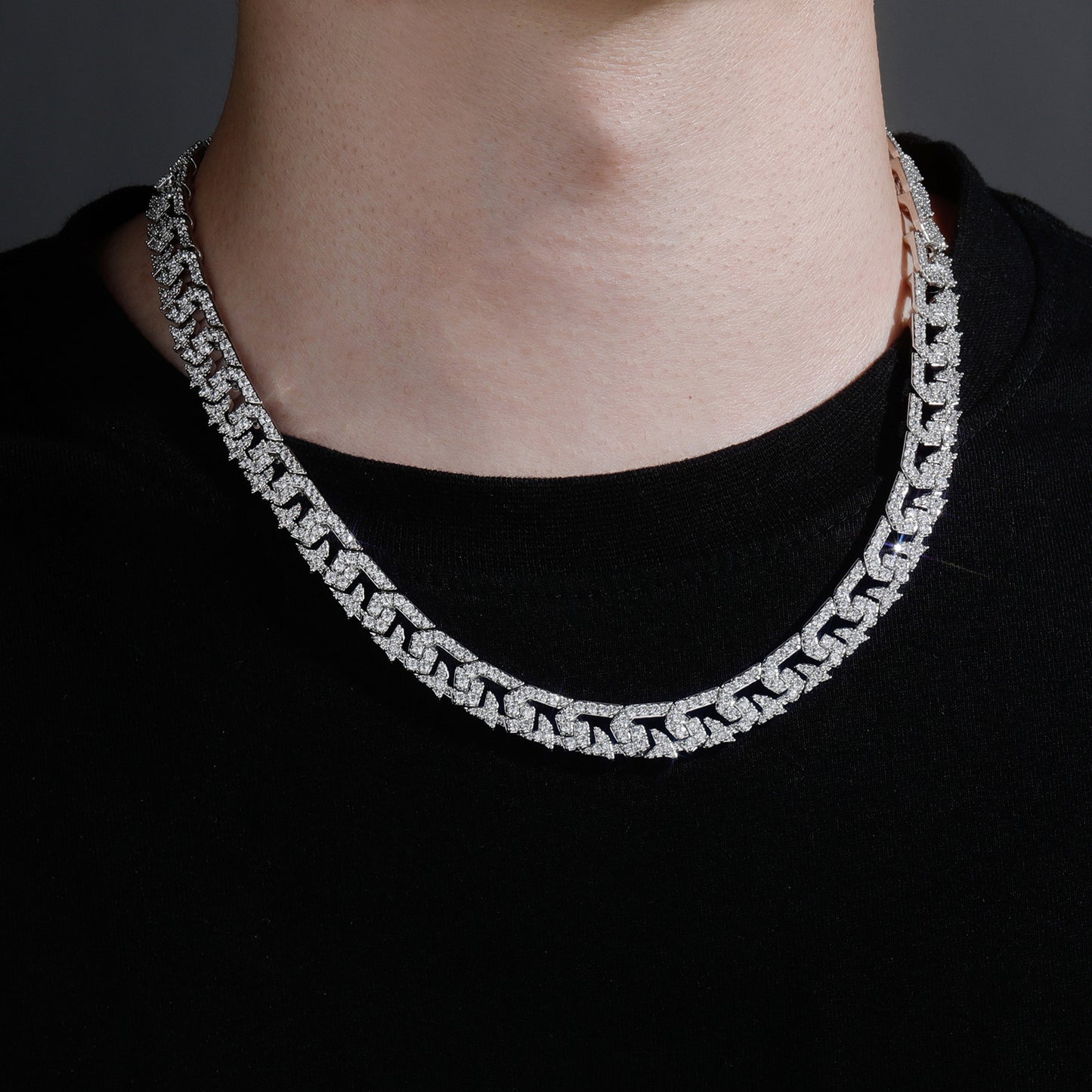 Collares de hip hop con eslabones cubanos de diamantes de 10 mm