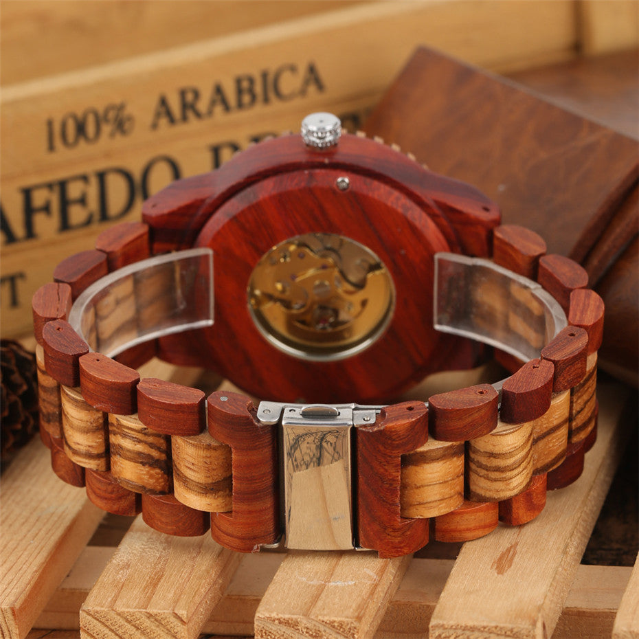 Montre mécanique automatique en bois de bambou Creative Gear