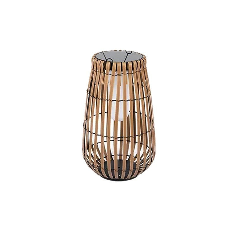 Lampe solaire portable en rotin pour pelouse