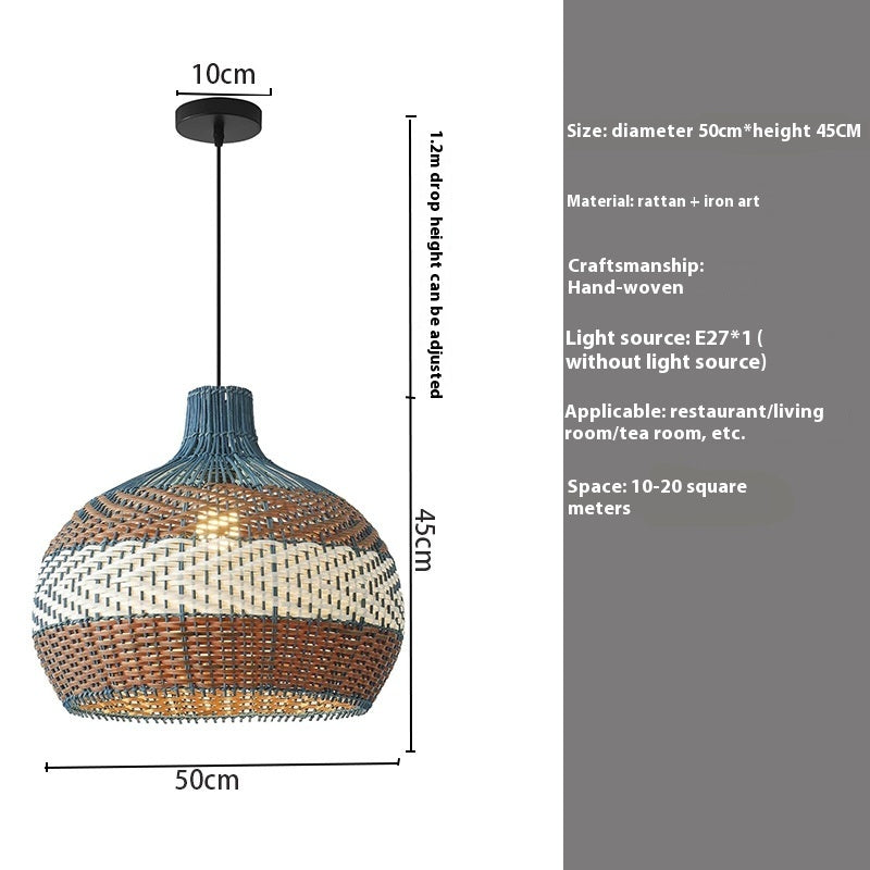 Plafonnier en rotin tressé pour salon, style rétro et créatif - LUXARAH