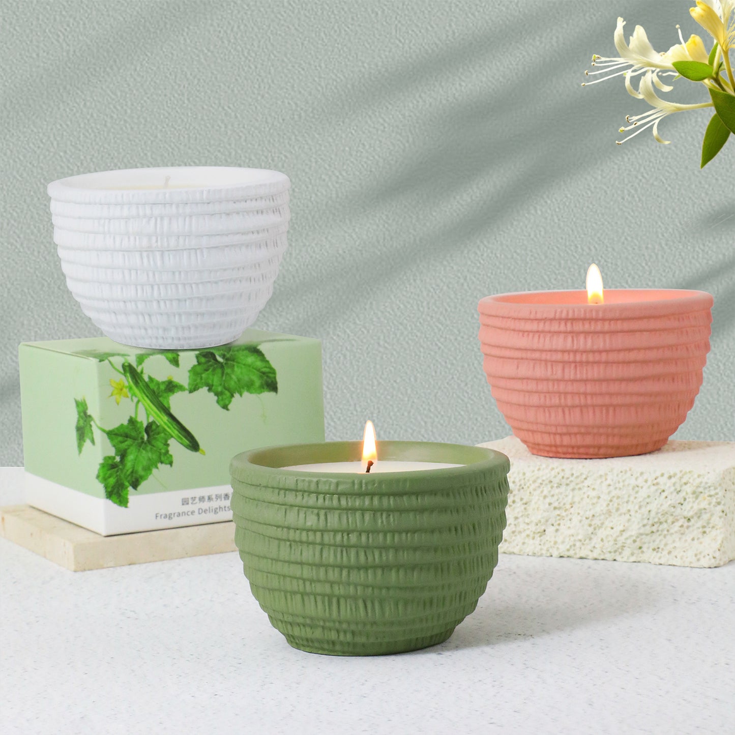 Bougies parfumées sans fumée, 100 g, en forme de tasse de ciment, en cire de soja naturelle, aux huiles essentielles, pour décoration de mariage