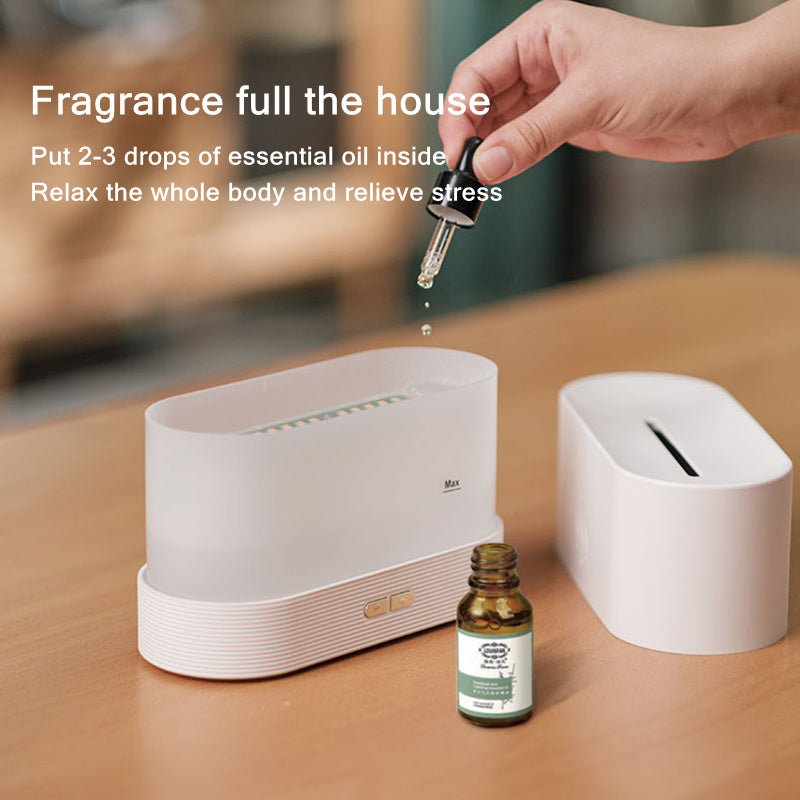 Diffuseur d'huiles essentielles et de parfums USB 180 ml, simulation de flamme, humidificateur d'air ultrasonique pour la maison et le bureau