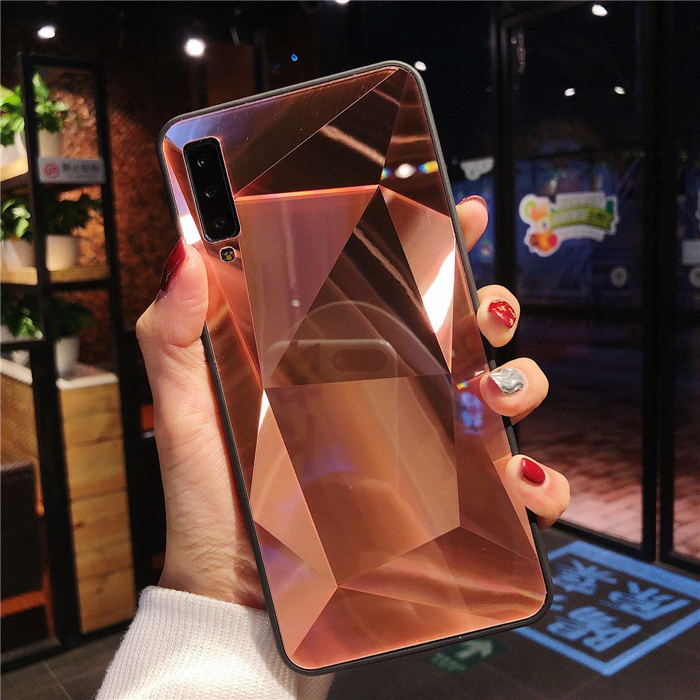 Coque de téléphone miroir à motif losange et diamant