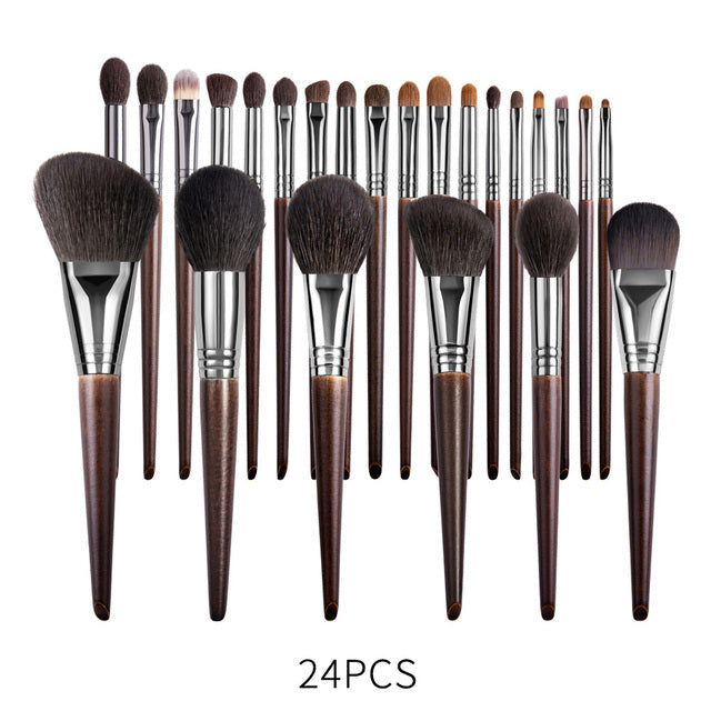 Ensemble de pinceaux de maquillage naturels, pinceau à paupières, chèvre - LUXARAH