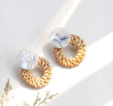 Boucles d'oreilles en paille de bambou et rotin - LUXARAH