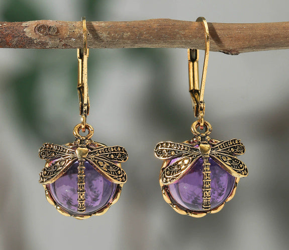 Boucles d'oreilles pendantes en forme de libellule vintage pour femme, bijou tendance, style bohème, chakra, pierre de lune bleue, bijou ethnique de mariage