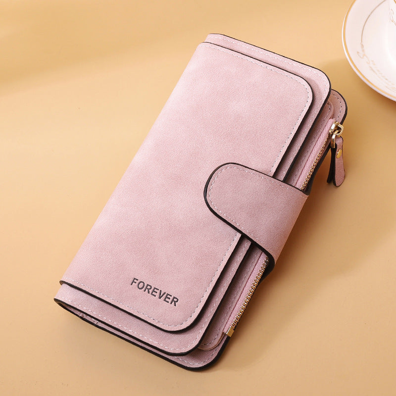 Portefeuille long à trois volets pour femme, nouvelle collection, sac tendance, porte-monnaie multi-cartes, tissu bicolore givré