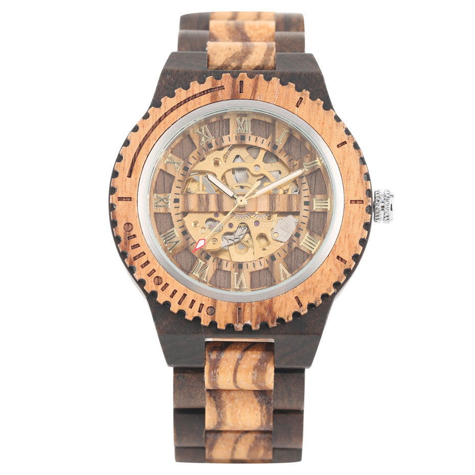 Montre mécanique automatique en bois de bambou Creative Gear
