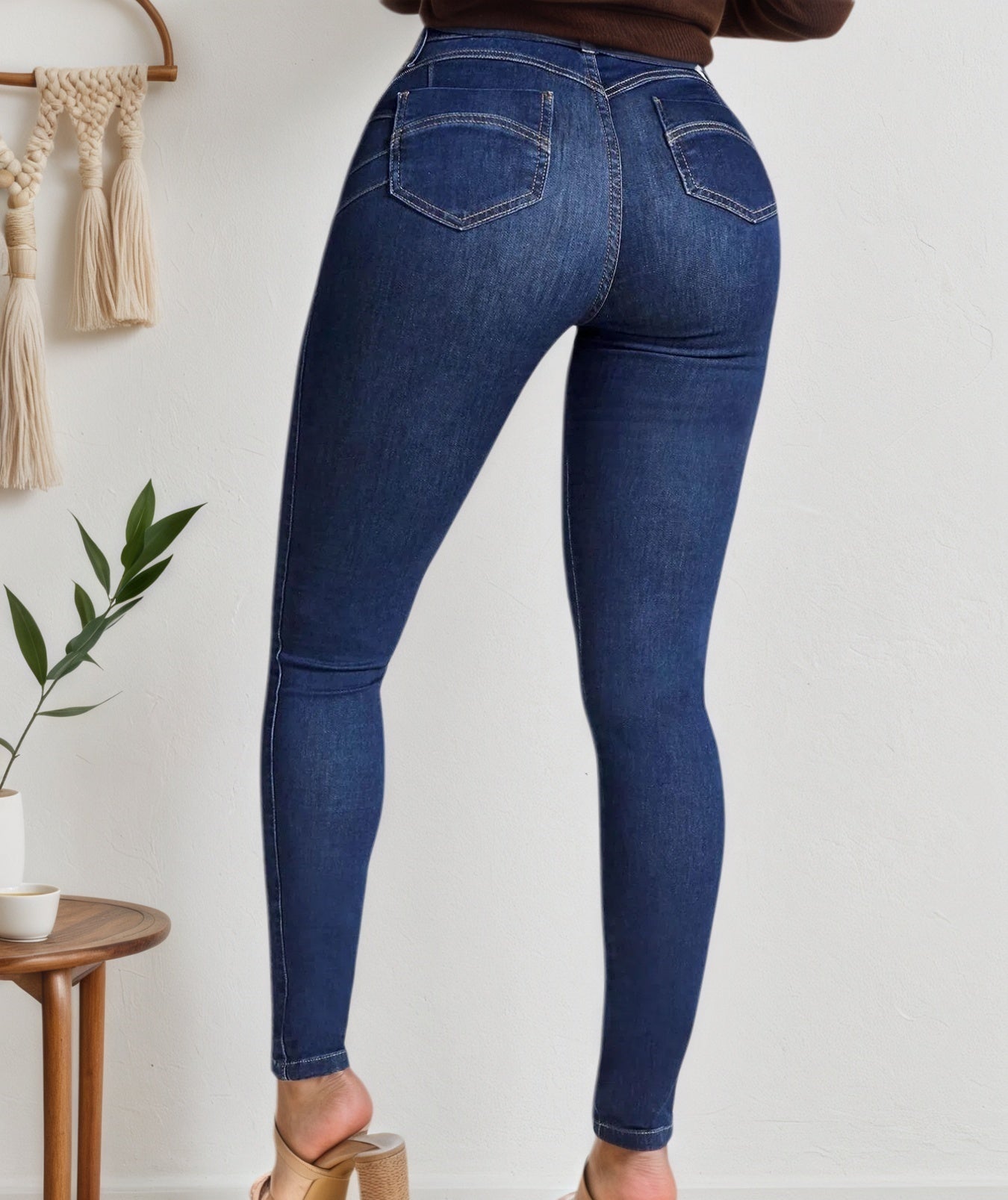 Jean moulant polyvalent quatre saisons, coupe slim haute élasticité, confortable et tendance, design classique de couleur unie, adapté aux tenues décontractées et formelles - LUXARAH