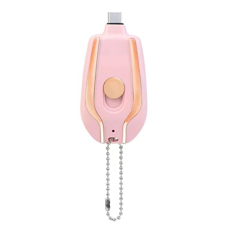 Mini chargeur d'urgence 1500 mAh avec porte-clés et batterie de secours ultra-compacte de type C, charge rapide